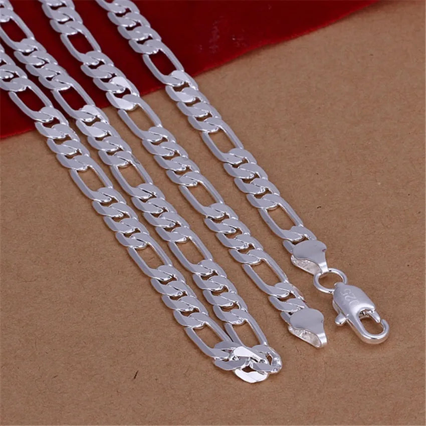 High Quality Unisex 6 mm flat chain 925 Sterling silver Necklace Fashion Jewelry - Uknowucme
