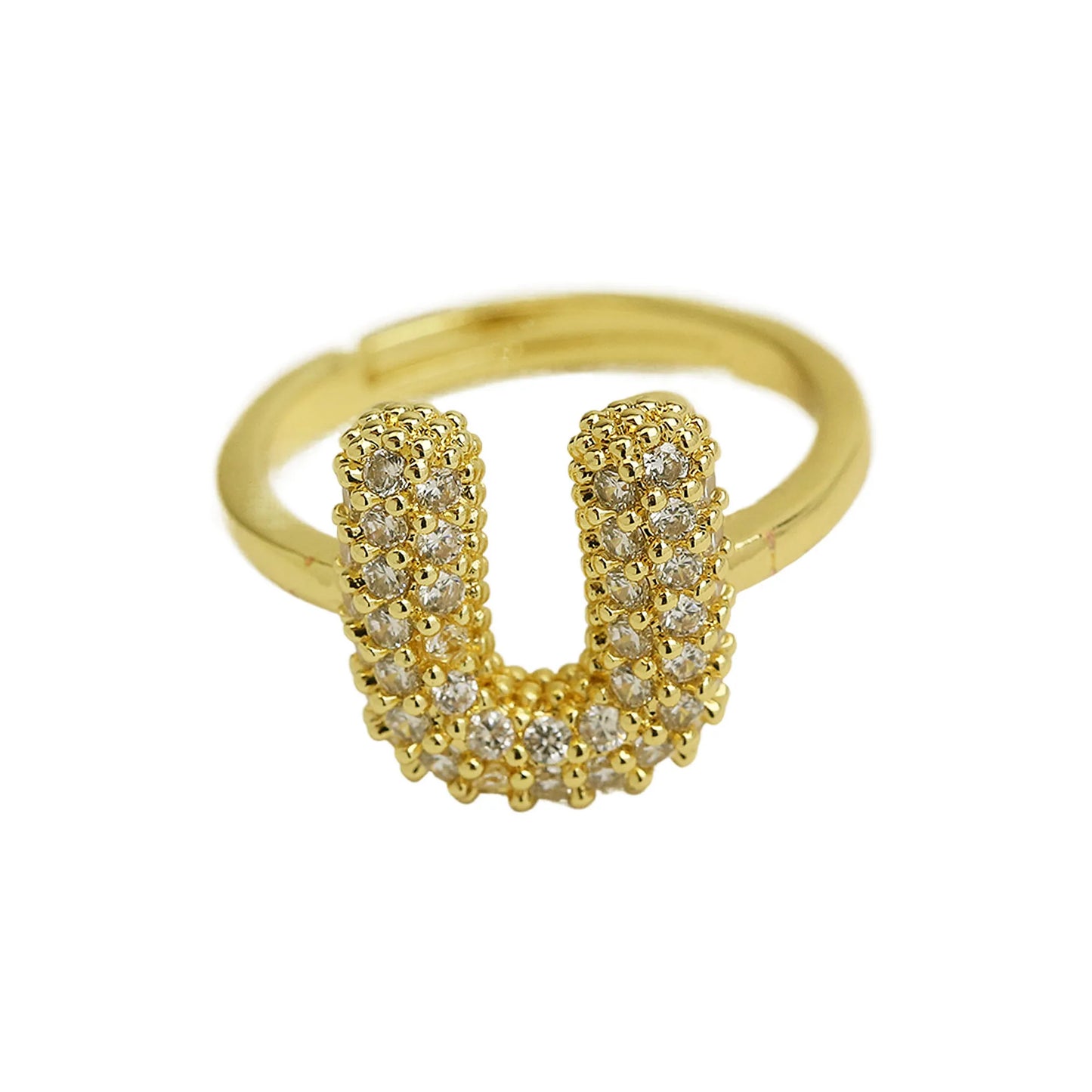 Bubble Cute 26 Letters Ring for Women Balloon Gold Plated Zircon A-Z Letters Open Adjustable Ring Aesthetic Wedding Jewelry Gift - Uknowucme
