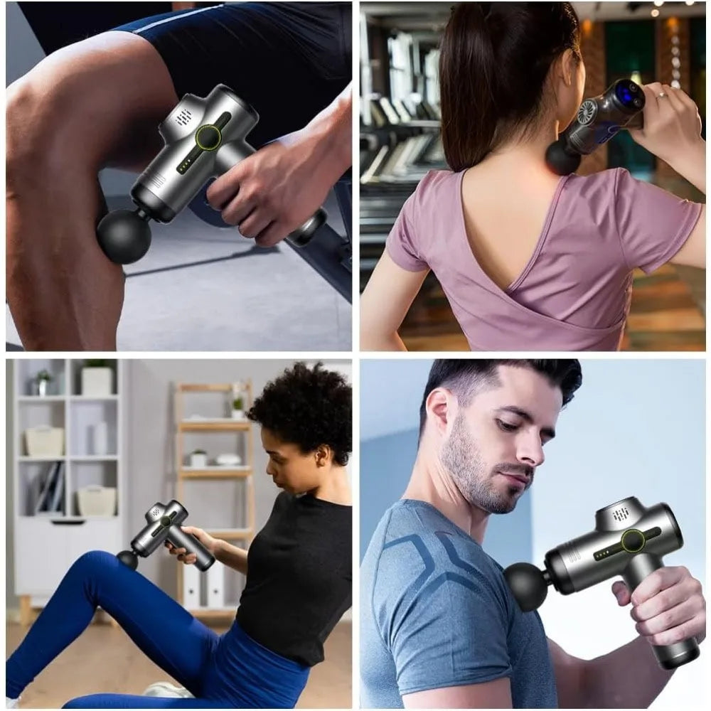 Rechargeable Massage Gun with 99 Adjustable Speeds, 8 Interchangeable Massage Heads, Handheld Massager for Muscle Pain Relief - Uknowucme