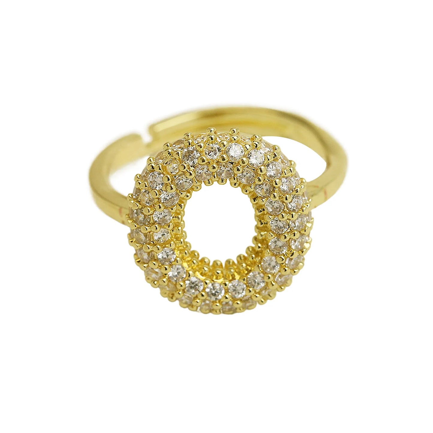 Bubble Cute 26 Letters Ring for Women Balloon Gold Plated Zircon A-Z Letters Open Adjustable Ring Aesthetic Wedding Jewelry Gift - Uknowucme
