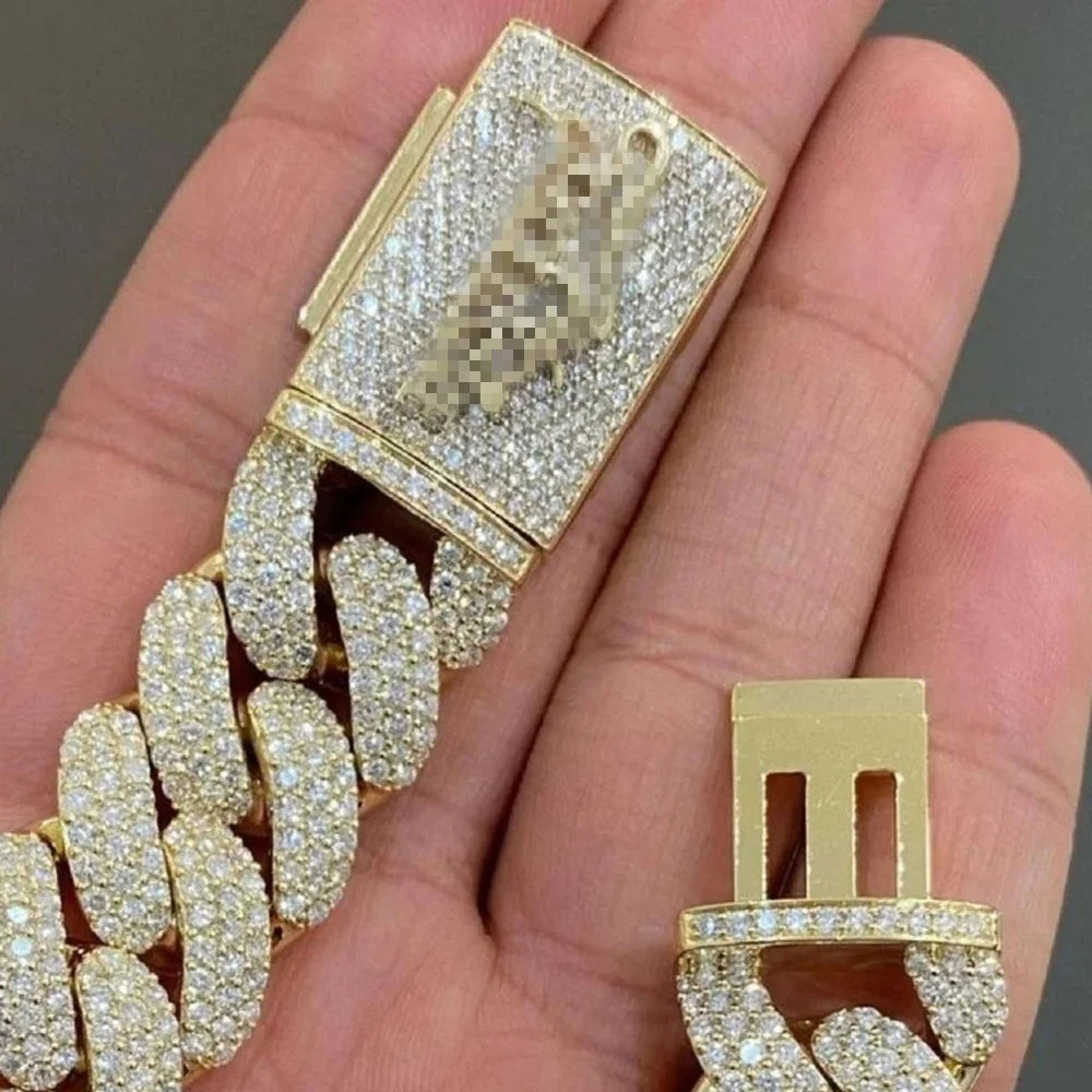 Hip Hop Jewelry Iced Out With Name/ 16mm Width Mens VVS Cuban Link Bracelet Moissanite - Uknowucme