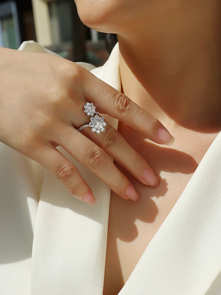 JIUZUAN Moissanite Ring, S925 Silver & 18K Gold Plating, Elegant Sparkling Design, Perfect Christmas Gift, Luxury Jewelry - Uknowucme