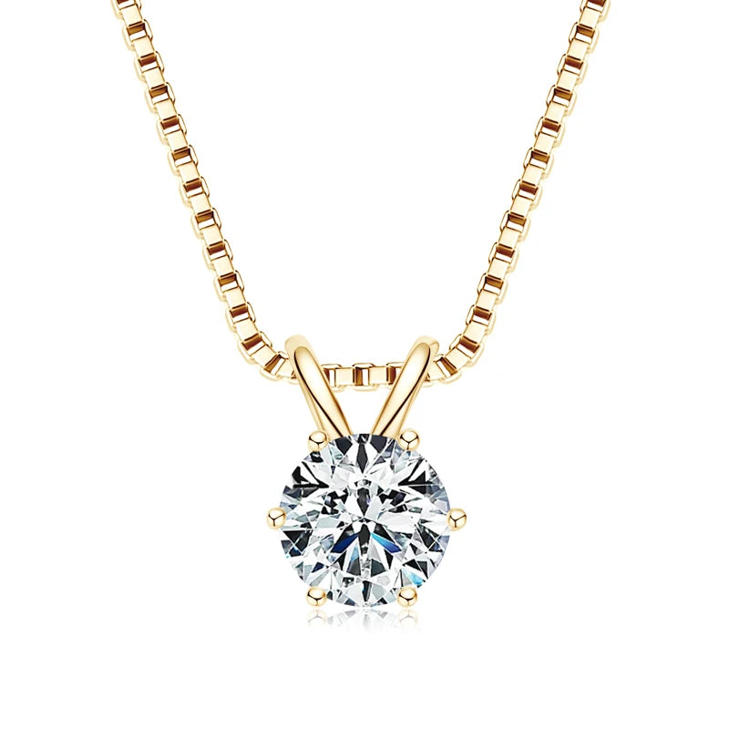 Lnngy 0.5ct-5ct Moissanite Pendant Necklace With Certificate For Women Original Real 925 Silver Chain Solitaire Drop Necklaces - Uknowucme