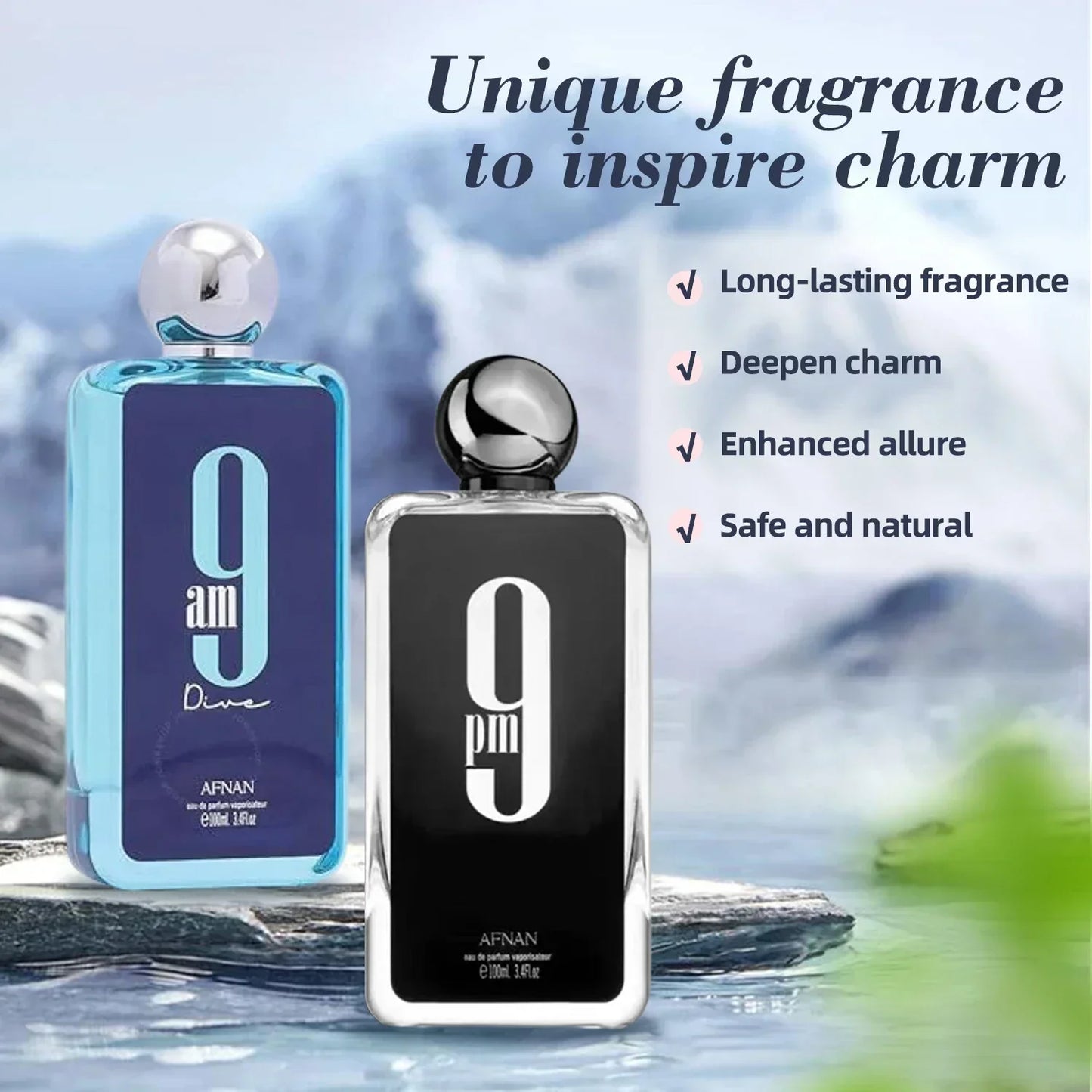 Afnan 9 PM For Men 9 AM For Women Eau De Parfum 3.4 Fl. Oz Long-lasting Pheromone Fragrance High Quality Cologne Perfume 100ML - Uknowucme