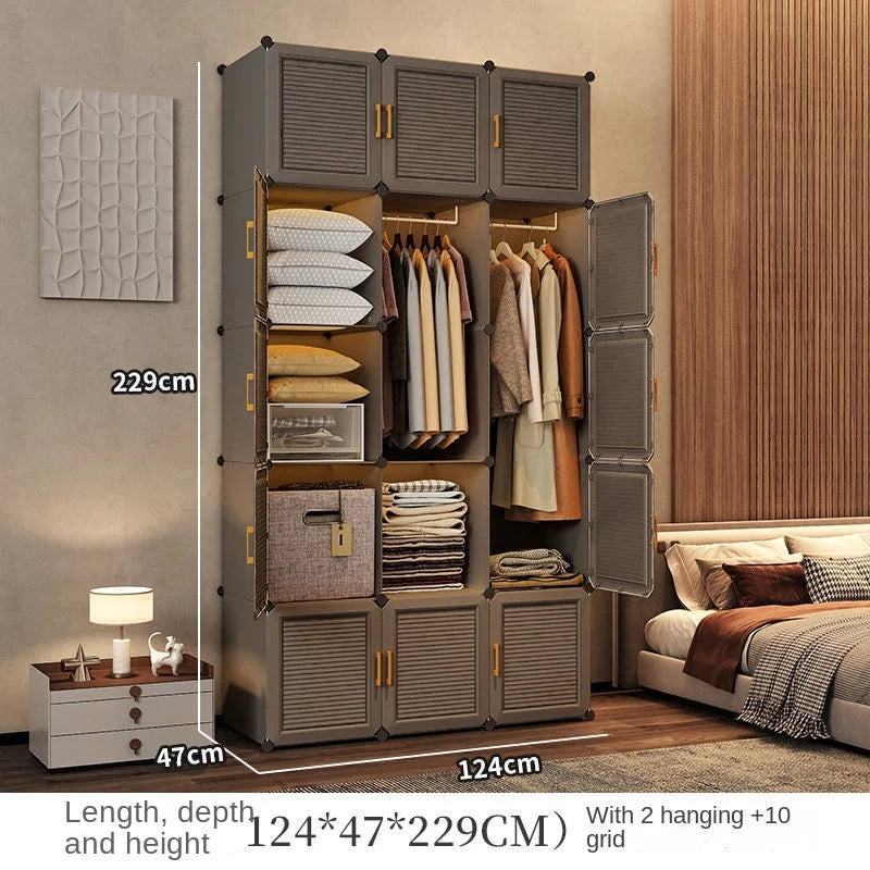 Simplicity Household Wardrobe Bedroom Furniture Clothing Organizer Rack Assemble Storage Cabinets Dustproof Collapsible Locker - Uknowucme