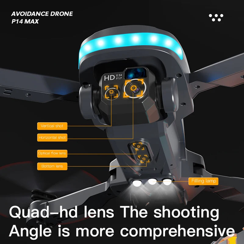 P14 Max GPS Drone Profesional 8K HD Camera Intelligent Obstacle Avoidance Brushless Foldable Quadcopter RC Distance 9000M - Uknowucme