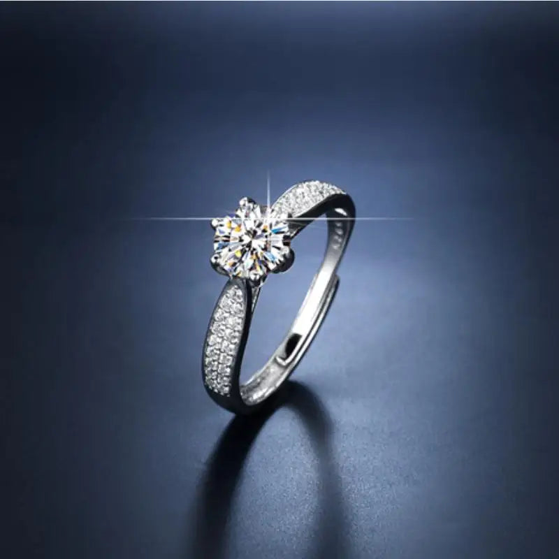 HOYON S925 Silver Non Fading 1 Carat Shiny Moissanite Luxury Women's Ring Engagement Wedding Jewelry Gift Box GRA Certificate - Uknowucme
