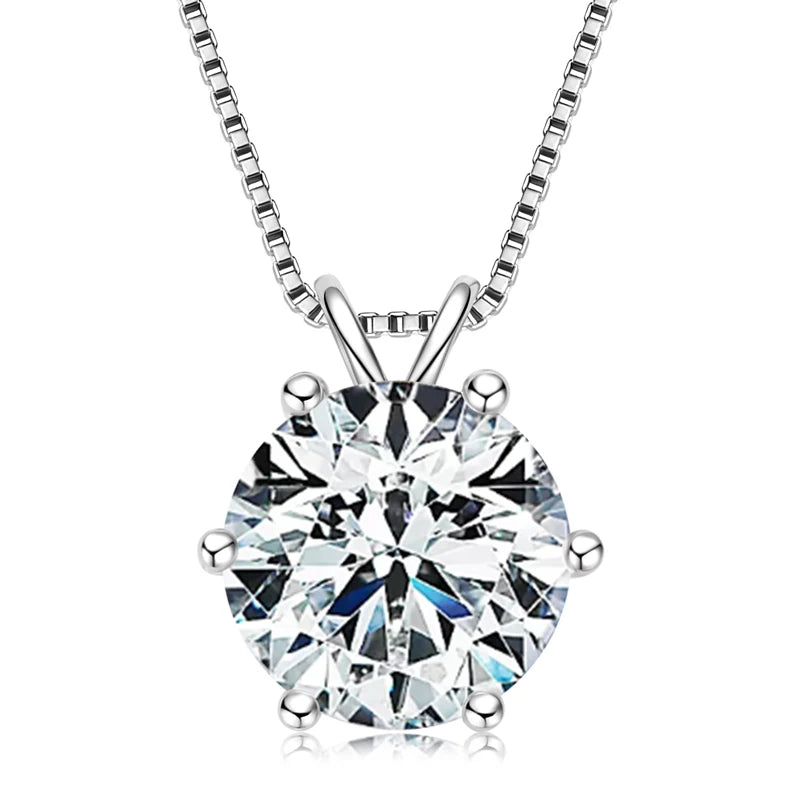 Lnngy 0.5ct-5ct Moissanite Pendant Necklace With Certificate For Women Original Real 925 Silver Chain Solitaire Drop Necklaces - Uknowucme