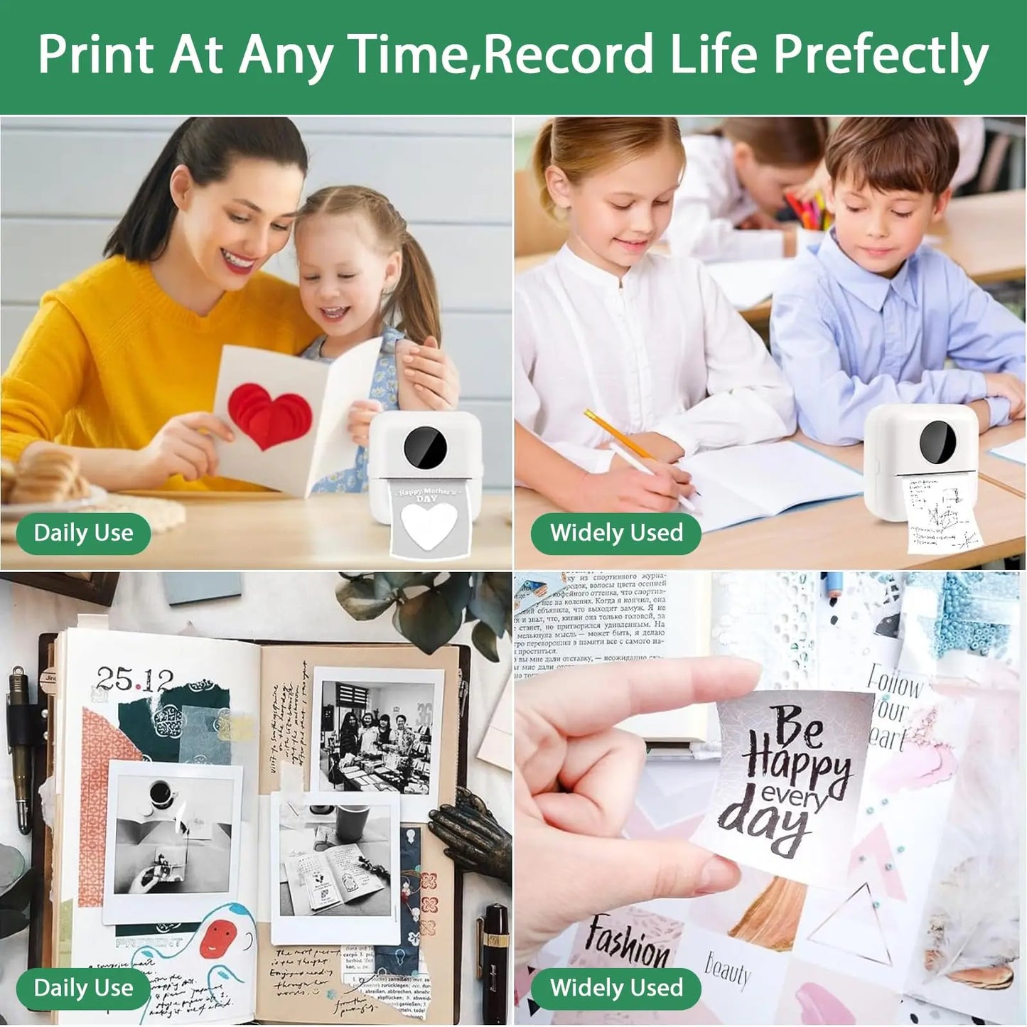 30PCS Mini Printer Paper Thermal Sticker Paper Self-adhesive Printer Paper Photo Printer Labels For Photos Notes 5.7 x 2.5cm - Uknowucme