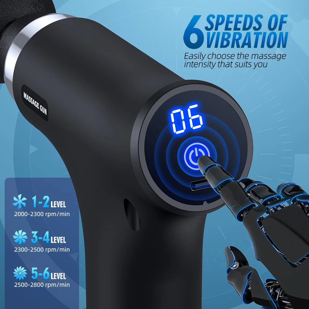 LCD Display Massage Gun Portable Percussion Pistol Massager Body Neck Deep Tissue Muscle Relaxation Vibration Strike for Women - Uknowucme