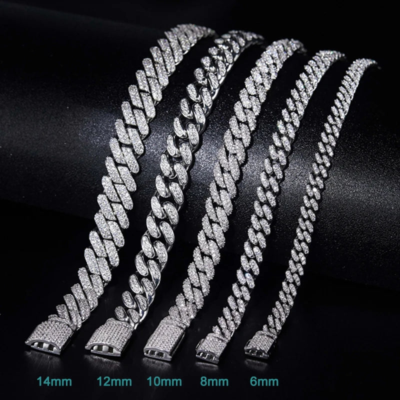KNOBSPIN All Moissanite Cuban Hip Hop Bracelet for Men 6mm 8mm Full Diamond with GRA 925 Sterling Silver Teen Girls Chain - Uknowucme