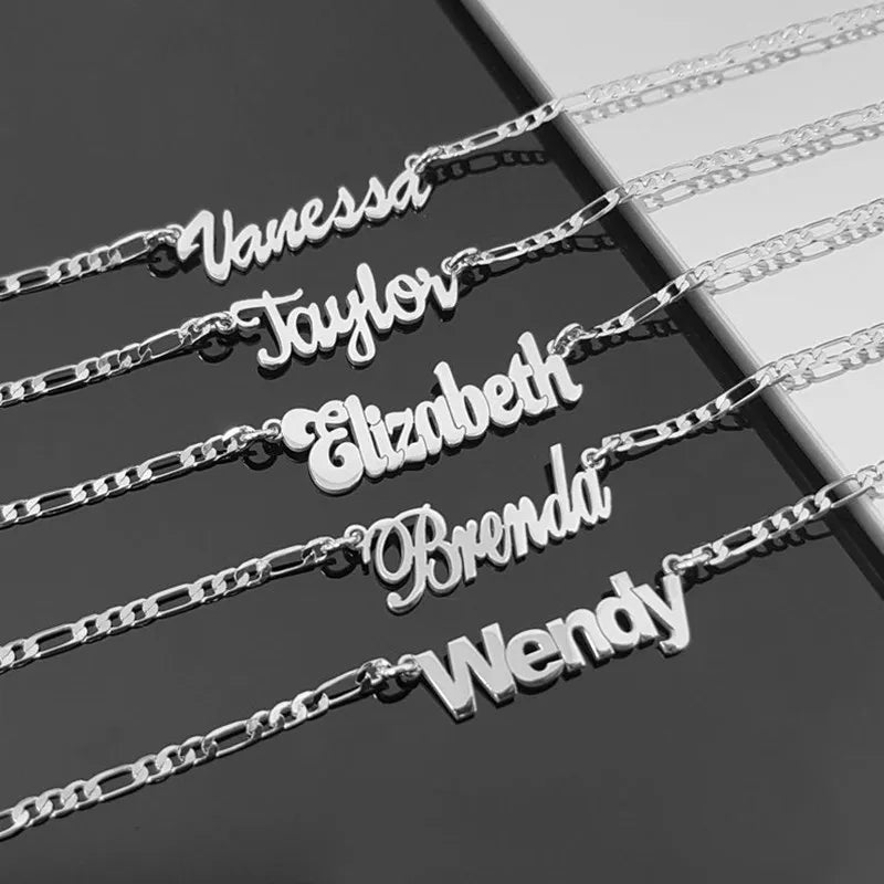 Personalized Name Necklace With Figaro Chain Best Friendship Stainless Steel Custom Gift For Her Him Jewelry 2022 - Uknowucme