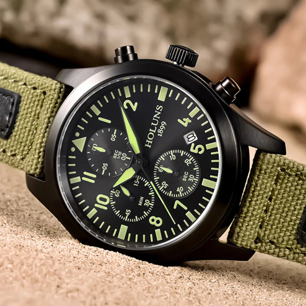 Original HOLUNS man brand Watch multifunctional sports male chronograph fashion business luminous luxury denim military watches - Uknowucme