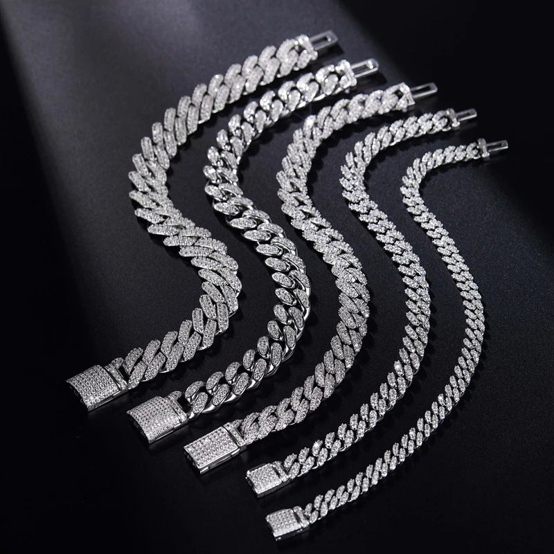 KNOBSPIN All Moissanite Cuban Hip Hop Bracelet for Men 6mm 8mm Full Diamond with GRA 925 Sterling Silver Teen Girls Chain - Uknowucme