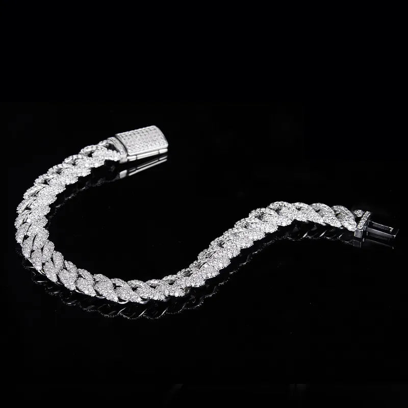 KNOBSPIN All Moissanite Cuban Hip Hop Bracelet for Men 6mm 8mm Full Diamond with GRA 925 Sterling Silver Teen Girls Chain - Uknowucme