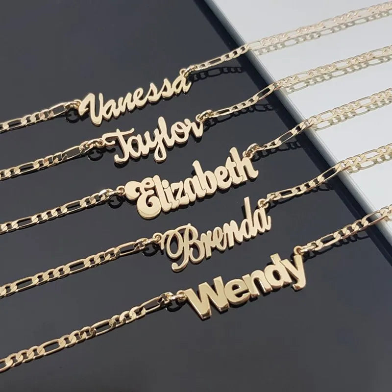 Personalized Name Necklace With Figaro Chain Best Friendship Stainless Steel Custom Gift For Her Him Jewelry 2022 - Uknowucme