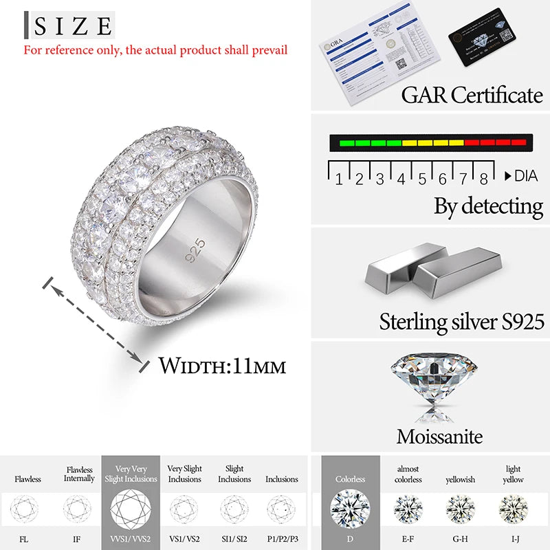 Classic Unisex Moissanite Rings Silver S925 Luxury Moissanite Men Women Fine Jewelry - Uknowucme