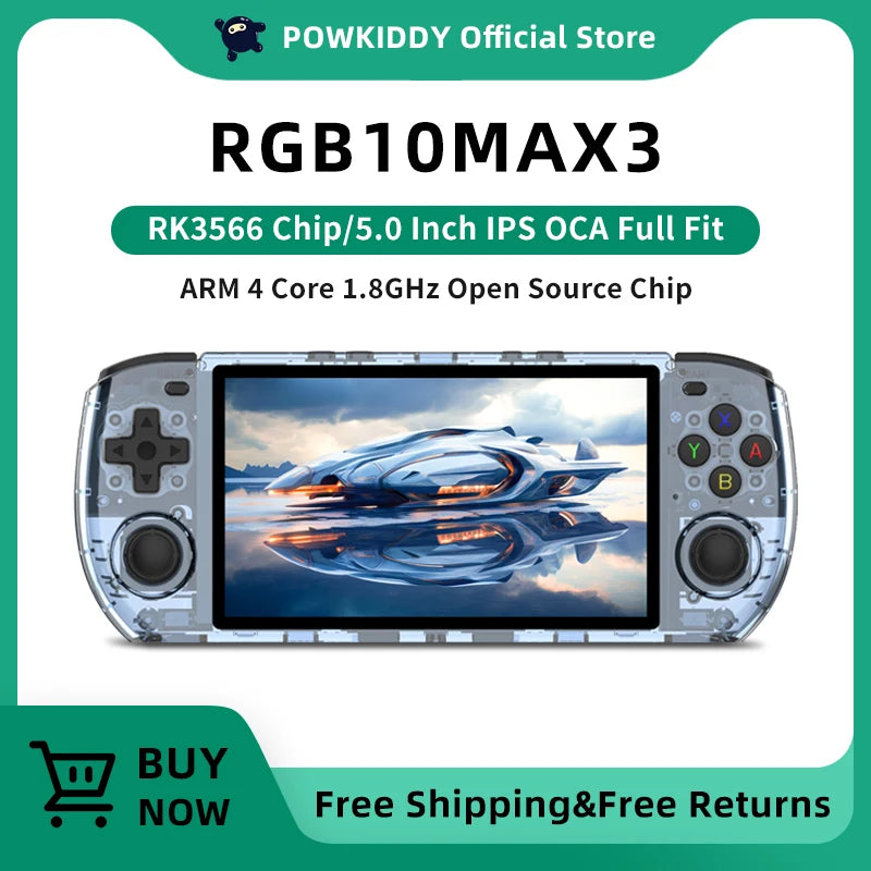 POWKIDDY RGB10 MAX3 Retro RK3566 Handheld Game Console 5 Inch 1280*720 Ips Screen Open-Source Retro Gaming Children's Gifts