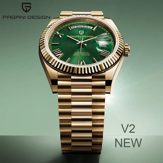 PAGANI DESIGN DD36 Gold Green V2 Men's Mechanical Watches Luxury Automatic Watch For Men 2024 New AR Sapphire glass Wrist watch - Uknowucme