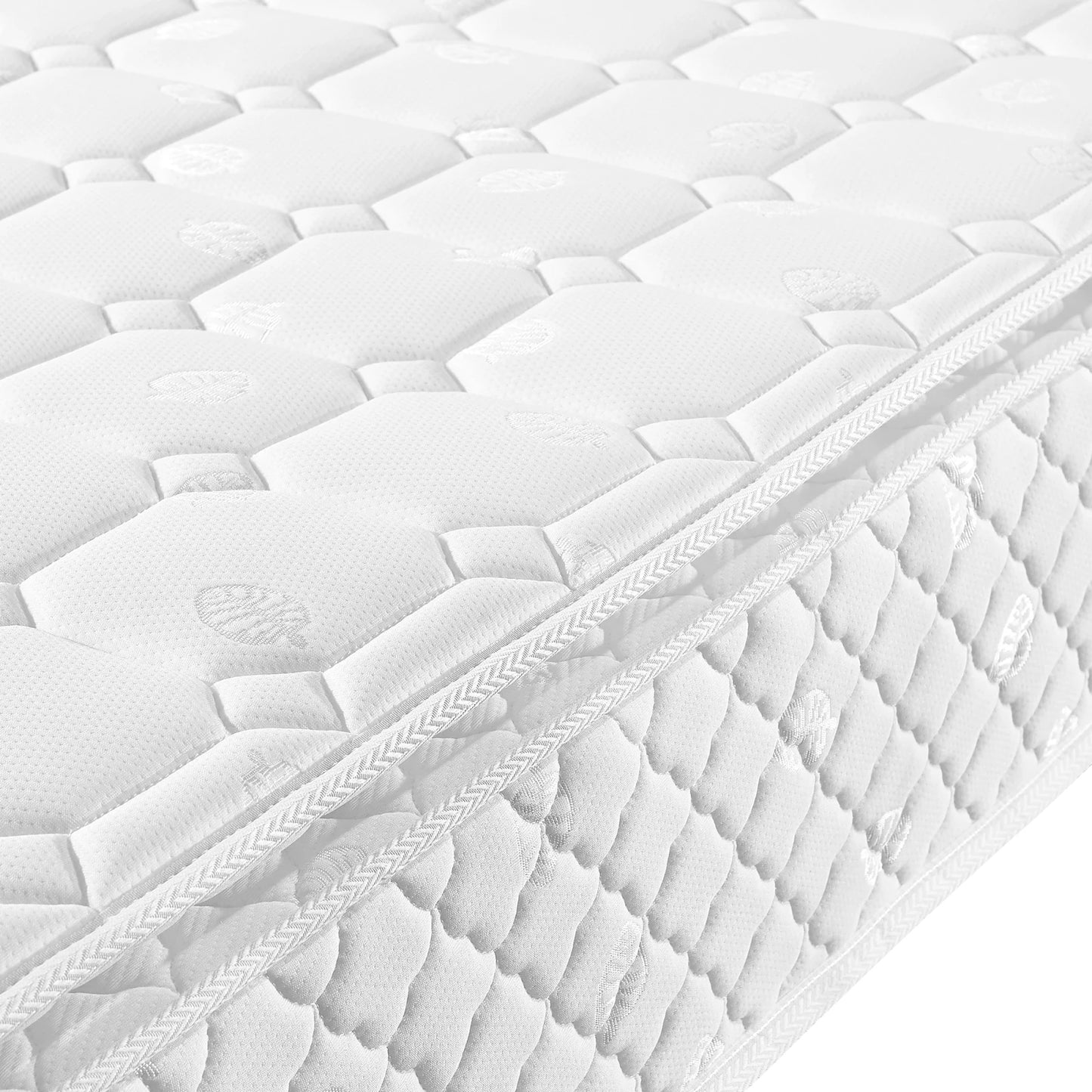Rosahqnda 140x200 cm Spring Core mattress Breathable Foam Hardness H3 Double Cloth Polyester Cover White