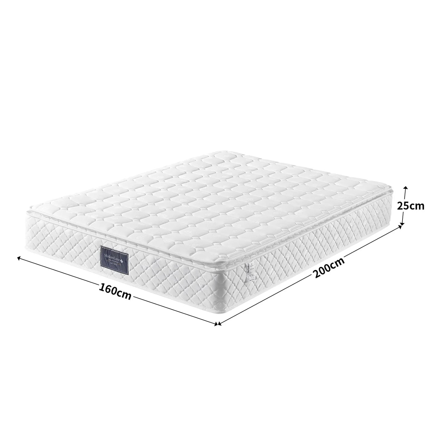 Anajqaqia 160x200x25cm Spring Mattress, with H3 Hardness, Oeko-Tex Certified, Quilted Microfibre Cover, Premium Sleeping Comfort