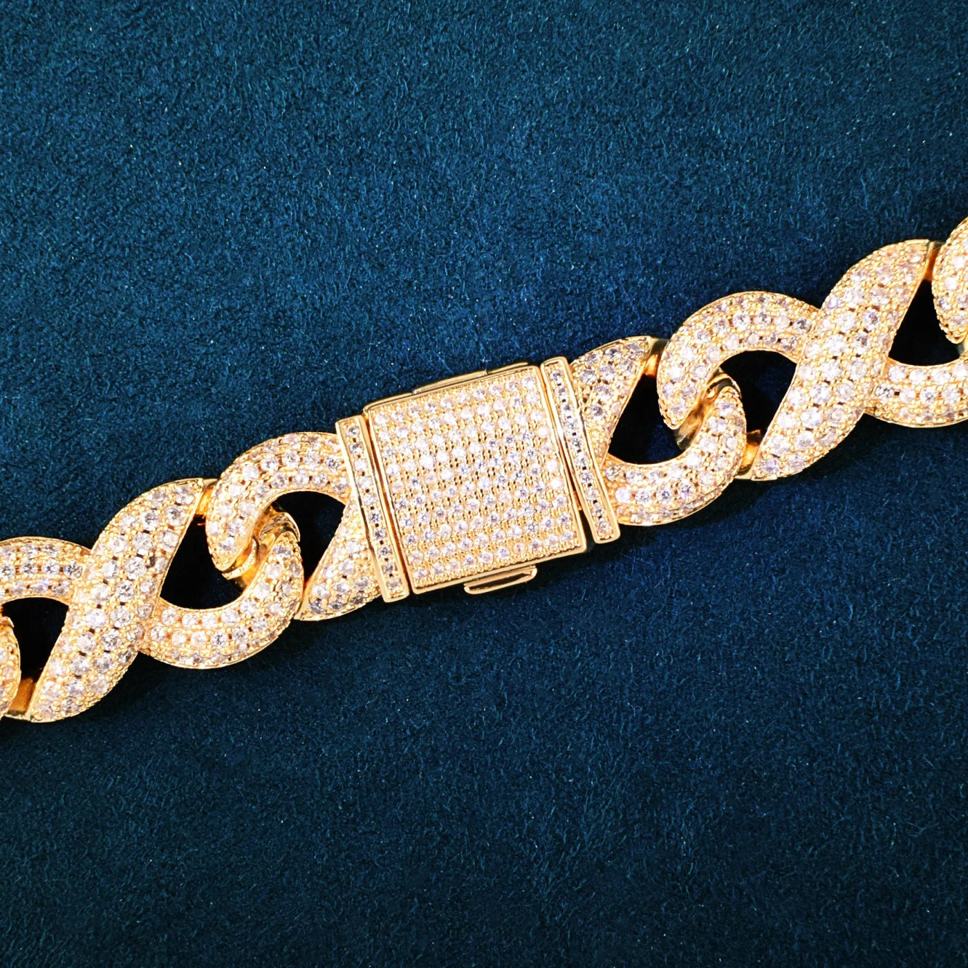 Gold Color Infinity Style Miami Cuban Chain Necklace For Men Iced Out Zircon Hip Hop Link Choker Fashion Rock Jewelry 16mm - Uknowucme