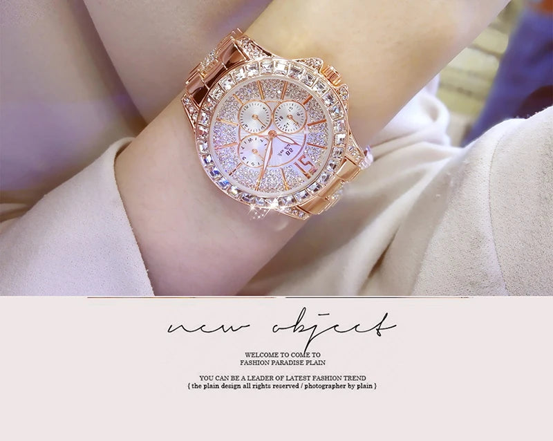 Women Watches Quartz Diamond Luxury Watch Fashion Top Brand Wristwatch Fashion Watch Ladies Crystal Jewelry Rose Gold Watch - Uknowucme