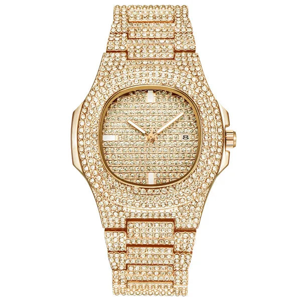 5 Colors Men Iced Out Watches Luxury Date Quartz Wrist Watches With Micropave CZ Watch For Women Men Hip Hop Jewelry