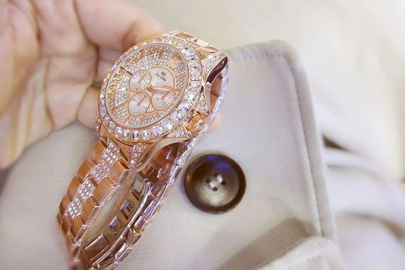 Women Watches Quartz Diamond Luxury Watch Fashion Top Brand Wristwatch Fashion Watch Ladies Crystal Jewelry Rose Gold Watch - Uknowucme