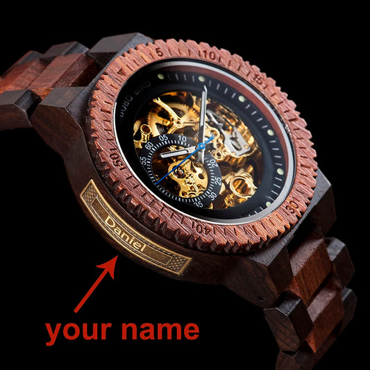 Personalized Watch Men BOBO BIRD Wood Automatic Watches Relogio Masculino Custom Anniversary Gifts for Him Free Engraving - Uknowucme