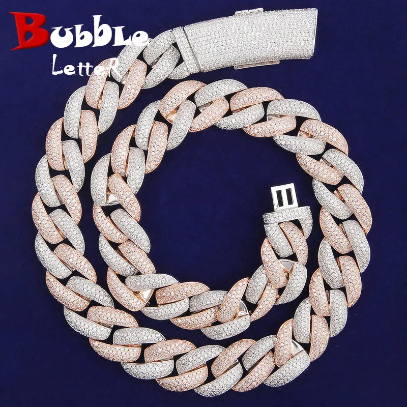 Bubble Letter Miami Cuban Link Chain Men Necklace  5A Cubic Zircon Hip Hop Choker Rock Jewelry 2021 Trend Christmas Gift - Uknowucme