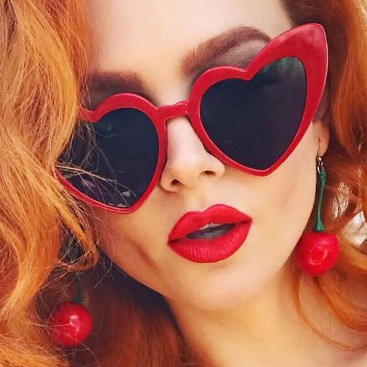 Love Heart Cat Eye Sunglasses Woman Vintage Christmas Gift Black Pink Red Heart Shape Sun Glasses For Woman Uv400 - Uknowucme