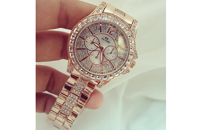Women Watches Quartz Diamond Luxury Watch Fashion Top Brand Wristwatch Fashion Watch Ladies Crystal Jewelry Rose Gold Watch - Uknowucme