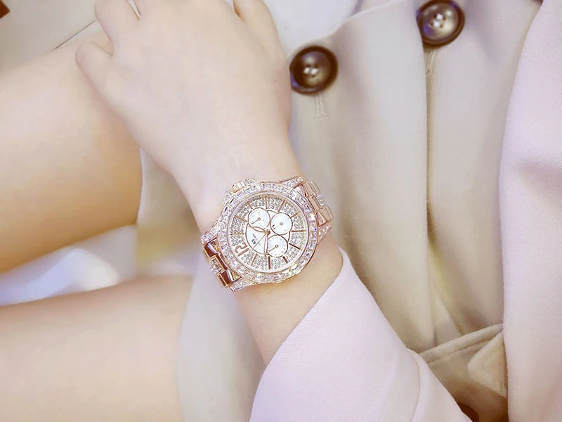 Women Watches Quartz Diamond Luxury Watch Fashion Top Brand Wristwatch Fashion Watch Ladies Crystal Jewelry Rose Gold Watch - Uknowucme