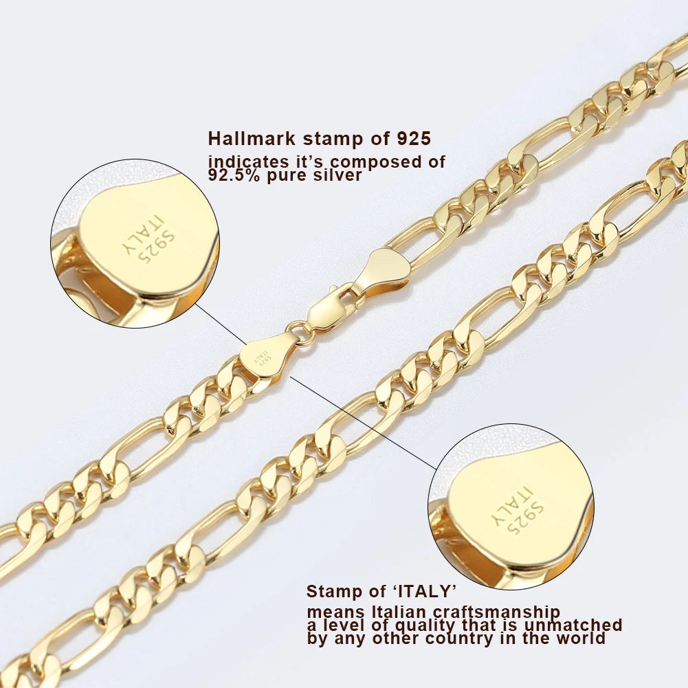 Rinntin 925 Sterling Silver 3.3mm Diamond-Cut Figaro Chain Necklace For Men Women Fashion Silver Necklace Luxury Jewelry SC34 - Uknowucme