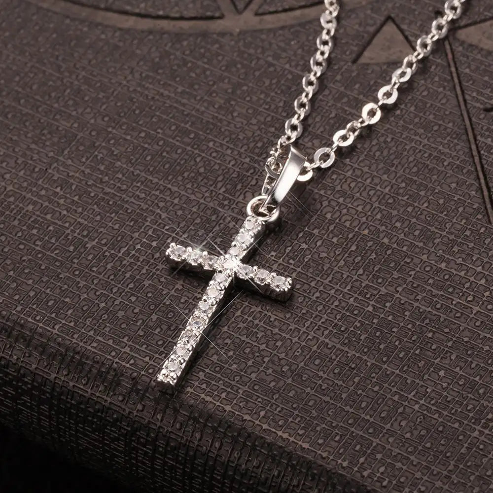 Fashion Female Cross Pendants dropshipping Gold Black Color Crystal Jesus Cross Pendant Necklace Jewelry For Men/Women Wholesale - Uknowucme