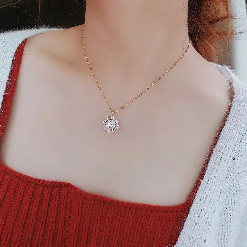 HOYON 18K Gold Color One Eye Necklace Women's Jewelry Diamond Style Bijoux Femme Collares Natural Gemstone Pendant With Necklace - Uknowucme