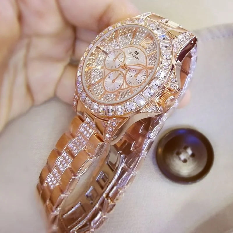 Women Watches Quartz Diamond Luxury Watch Fashion Top Brand Wristwatch Fashion Watch Ladies Crystal Jewelry Rose Gold Watch - Uknowucme