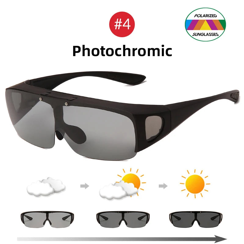 VIVIBEE Flip Up Polarized Fit Over Glasses Sunglasses Men Driving UV400 Photochromic Fishing Goggle Outdoor Women - Uknowucme