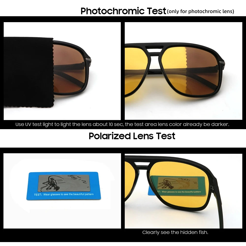 VIVIBEE Men Photochromic Night Vision Sunglasses Color Change Transition 2025 Yellow Big Sun Glasses Oversized Polarized Goggles - Uknowucme