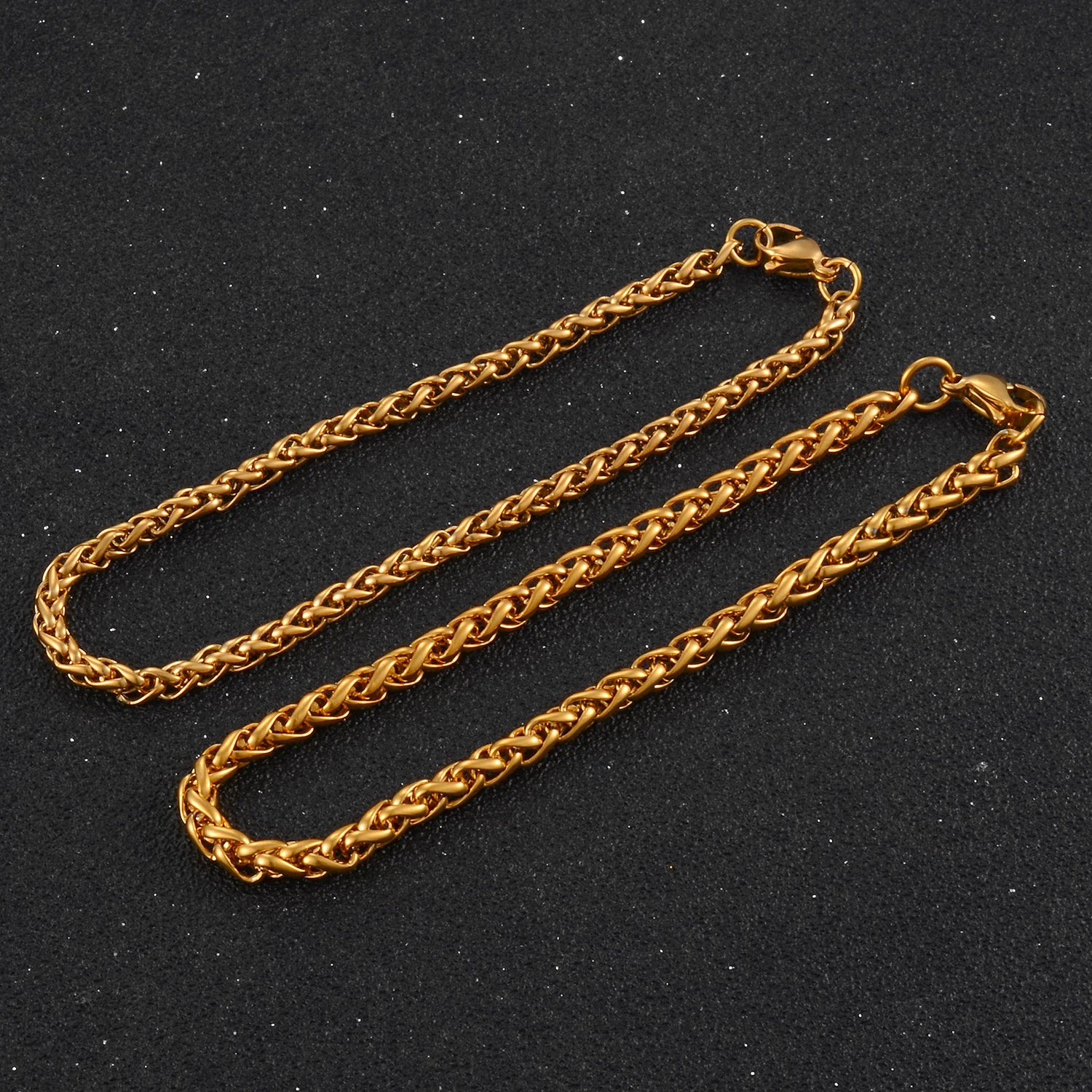 Waterproof Stainless Steel Wheat Chains Bracelet Gold Color High Quality Jewelry For Men And Women In Various Colors - Uknowucme