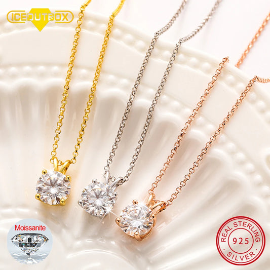 Classic 0.1-2 Carat Real Moissanite Pendant Necklace For Women Top Quality 100% 925 Sterling Silver Wedding Party Fine Jewelry - Uknowucme