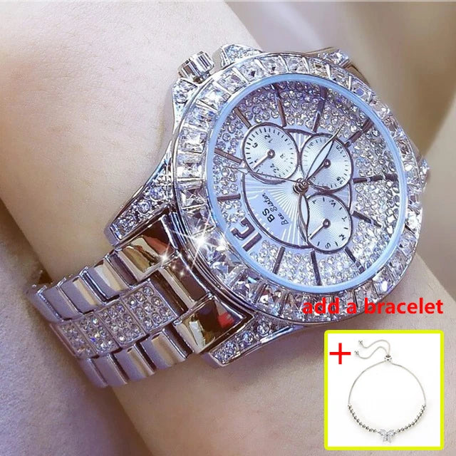 Women Watches Quartz Diamond Luxury Watch Fashion Top Brand Wristwatch Fashion Watch Ladies Crystal Jewelry Rose Gold Watch - Uknowucme