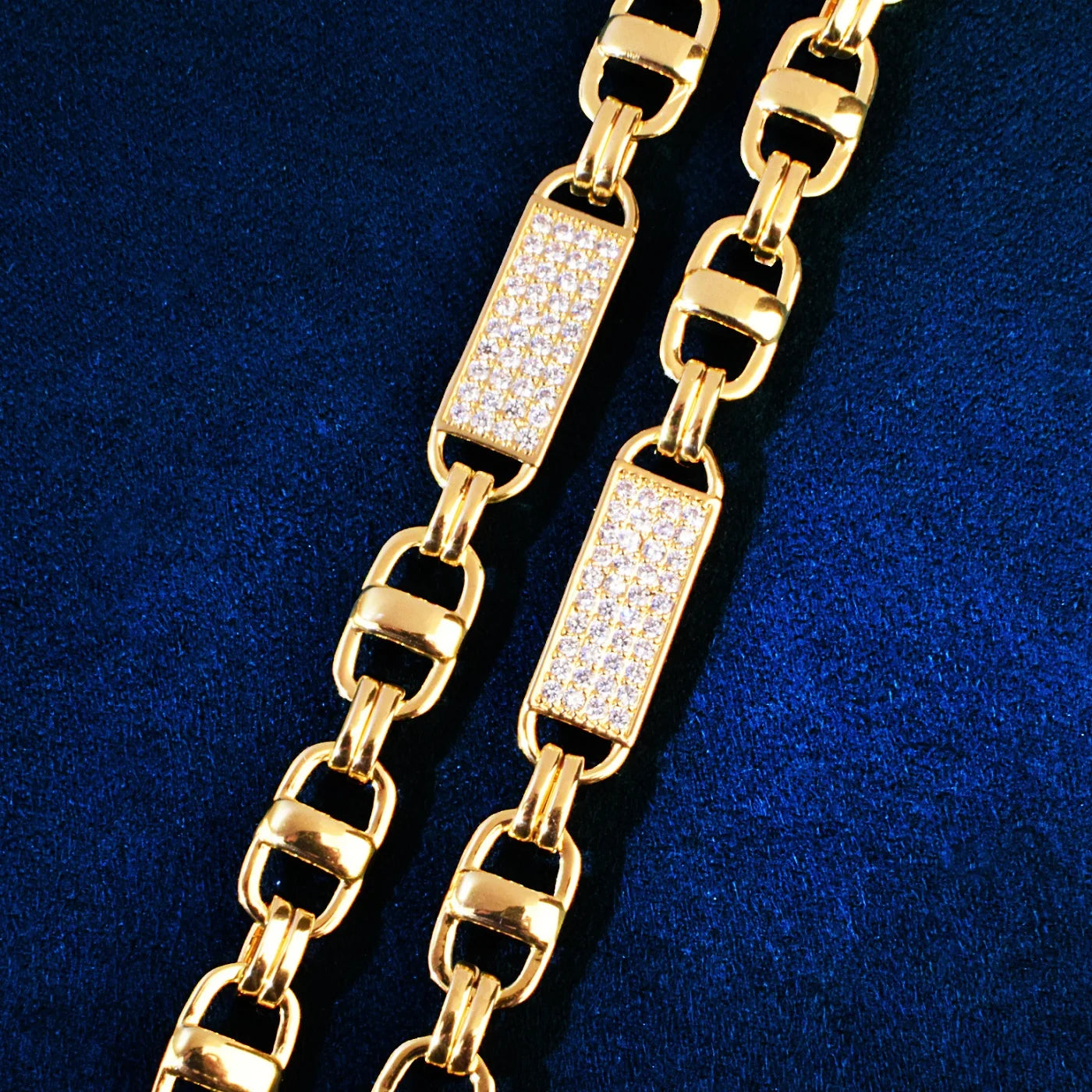 8mm Square Clustered Cuban Chain Necklace For Men Hip Hop Link Gold Color Bling Zirconia Fashion Rock Jewelry