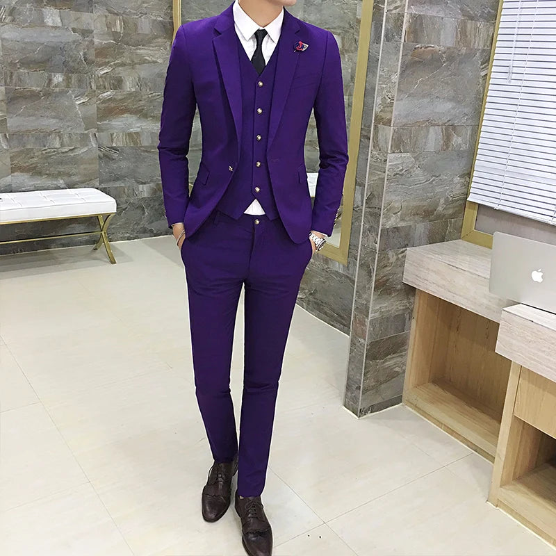 Men's Suits High Quality Wedding Groom Tuxedos Single Button Slim Fit Business Prom Dress Men's Formal Dress Suits - Uknowucme