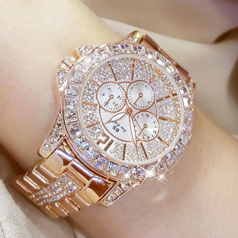 Women Watches Quartz Diamond Luxury Watch Fashion Top Brand Wristwatch Fashion Watch Ladies Crystal Jewelry Rose Gold Watch - Uknowucme