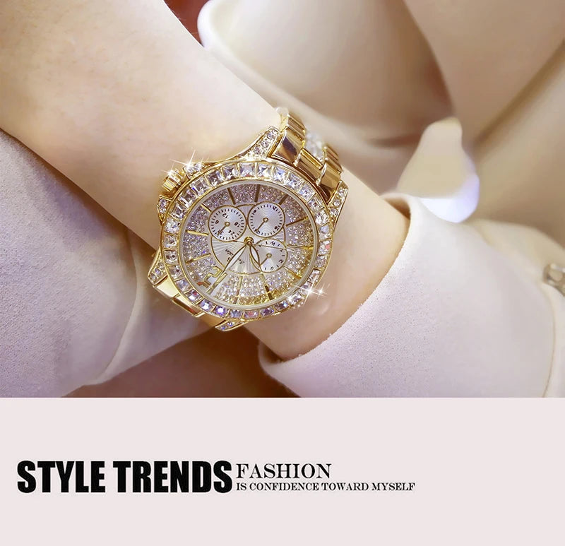 Women Watches Quartz Diamond Luxury Watch Fashion Top Brand Wristwatch Fashion Watch Ladies Crystal Jewelry Rose Gold Watch - Uknowucme