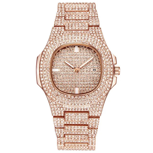 5 Colors Men Iced Out Watches Luxury Date Quartz Wrist Watches With Micropave CZ Watch For Women Men Hip Hop Jewelry