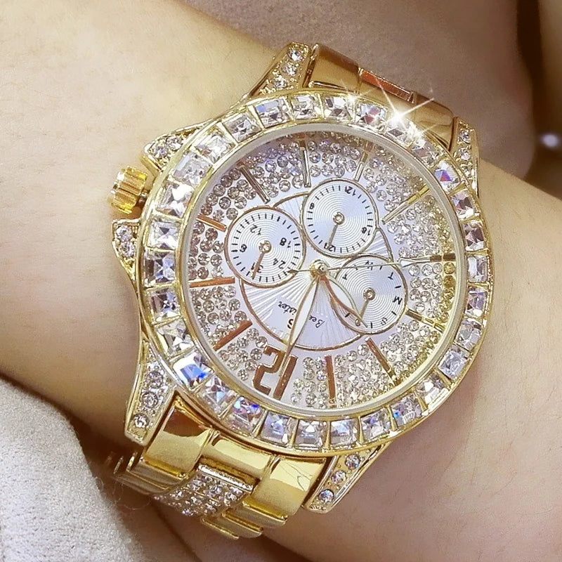 Women Watches Quartz Diamond Luxury Watch Fashion Top Brand Wristwatch Fashion Watch Ladies Crystal Jewelry Rose Gold Watch - Uknowucme