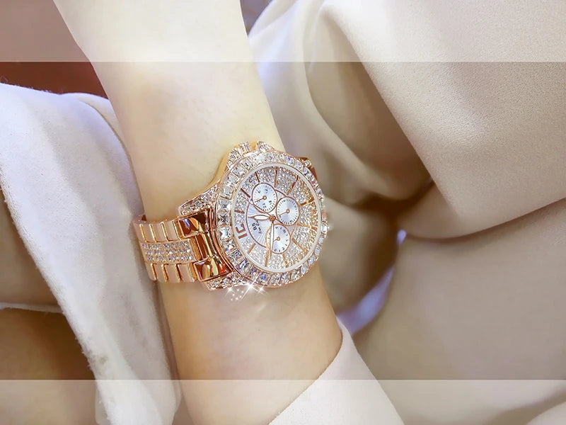 Women Watches Quartz Diamond Luxury Watch Fashion Top Brand Wristwatch Fashion Watch Ladies Crystal Jewelry Rose Gold Watch - Uknowucme